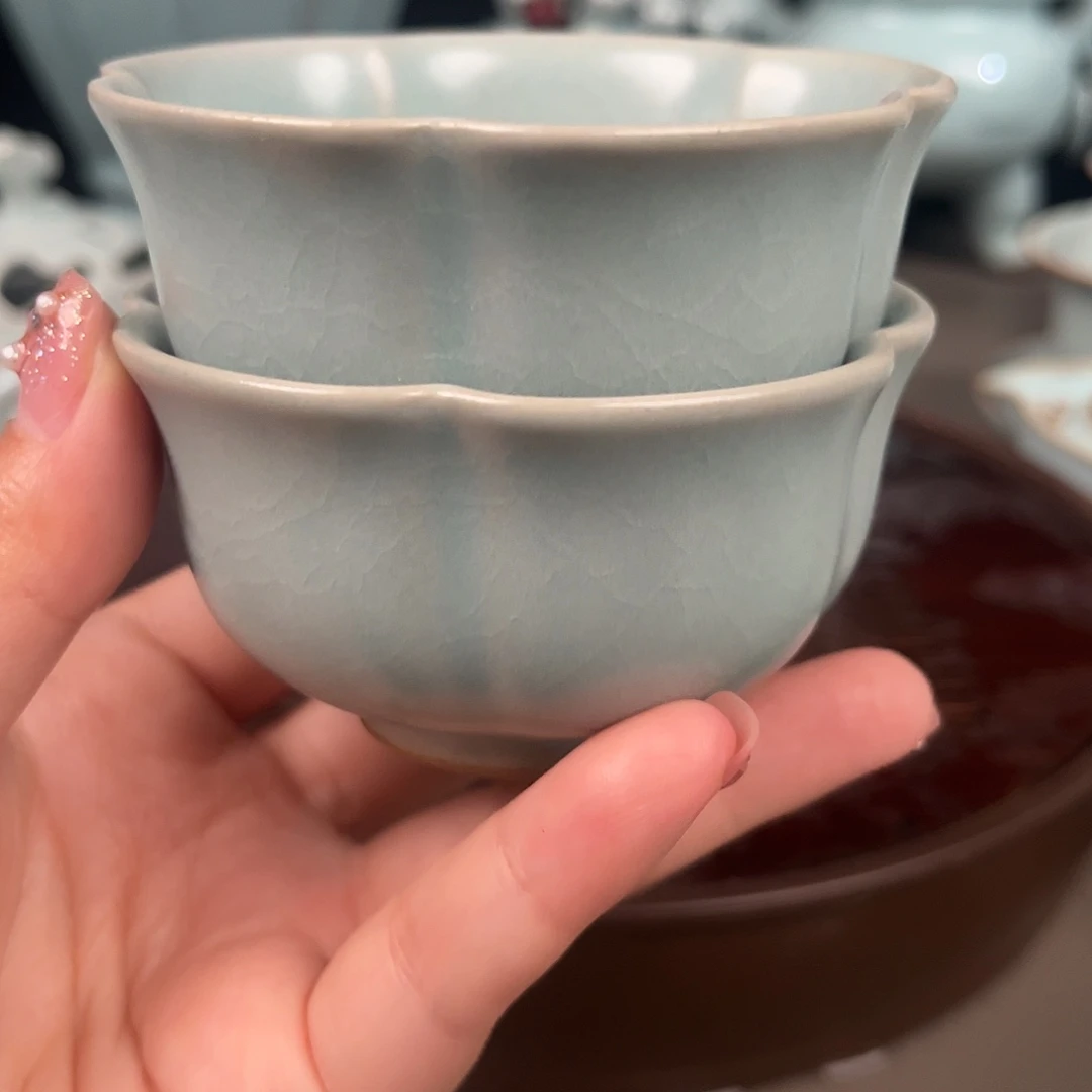 仿古釉水梅花杯原矿
