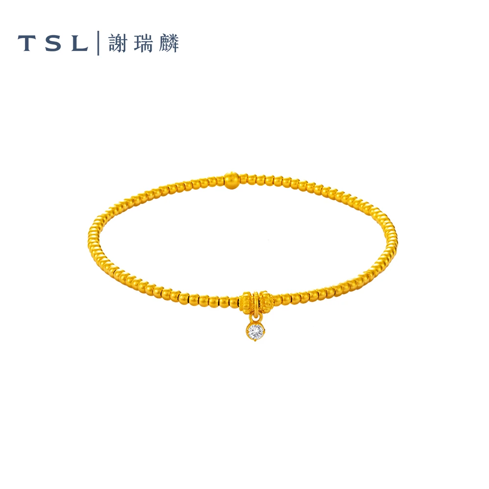 TSL/谢瑞麟【3期免息】点钻圆珠手链足金礼物送女友送妈妈轻奢