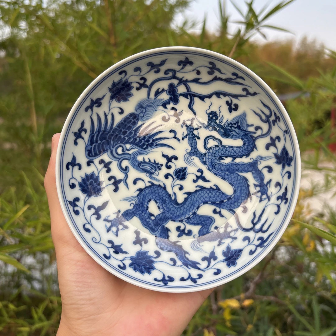 柴窑青花龙凤壶承陶瓷茶具龙纹