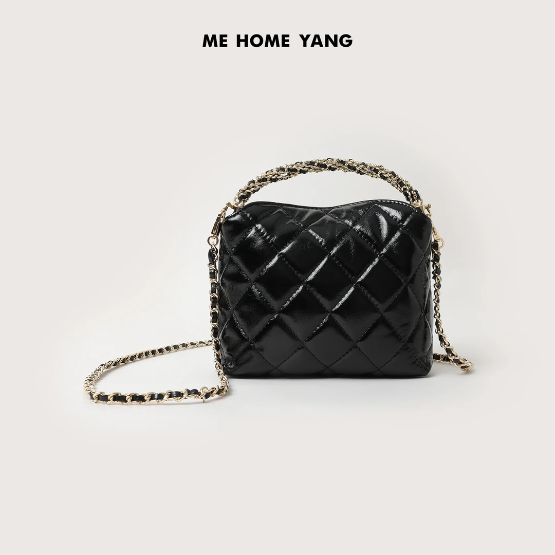 ME【小香饭盒包】油蜡羊皮小香菱格时尚单肩斜挎包包MEQA4692