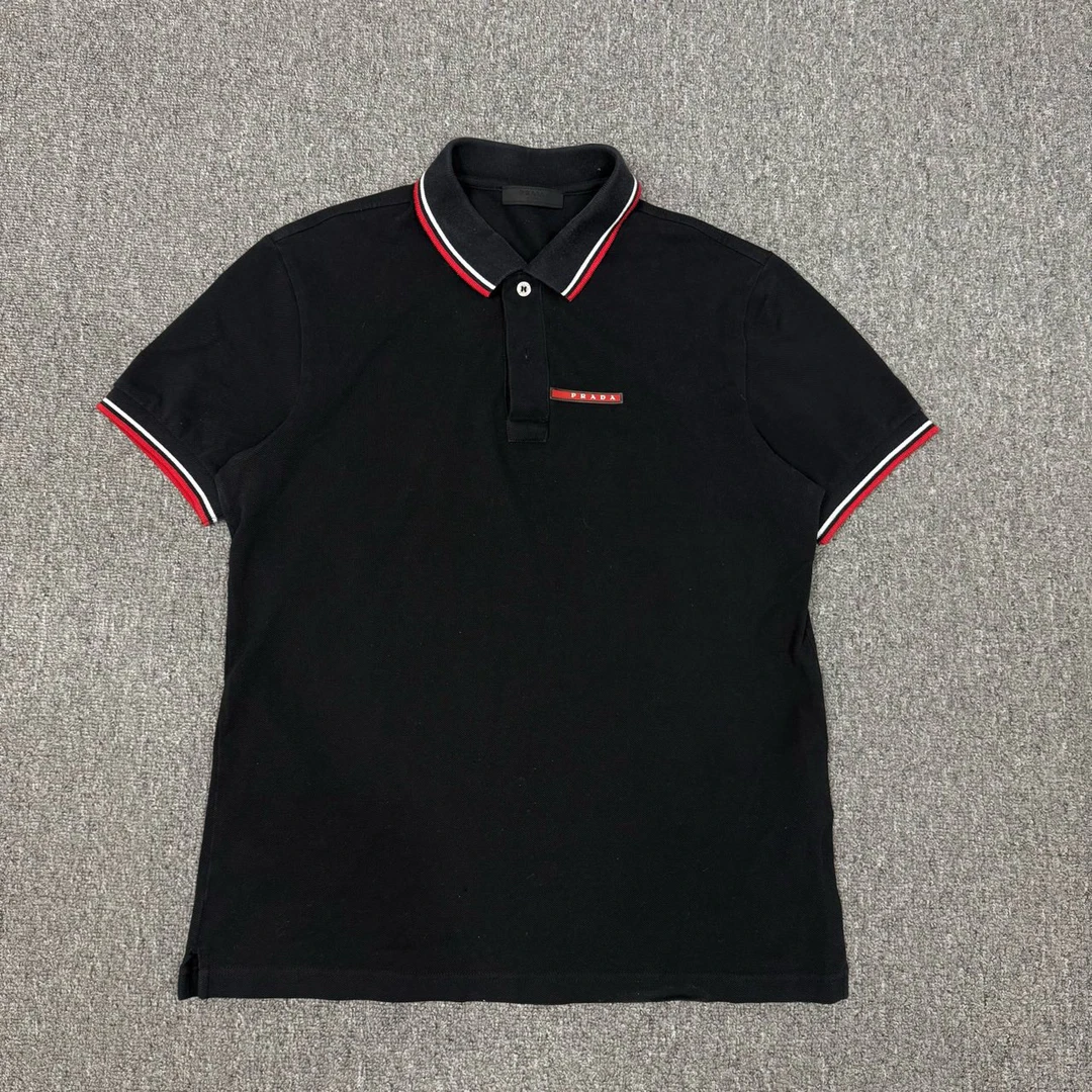 99新 Prada/普拉达 13142229 普拉达 黑色胸前logo短袖Polo衫 M码
