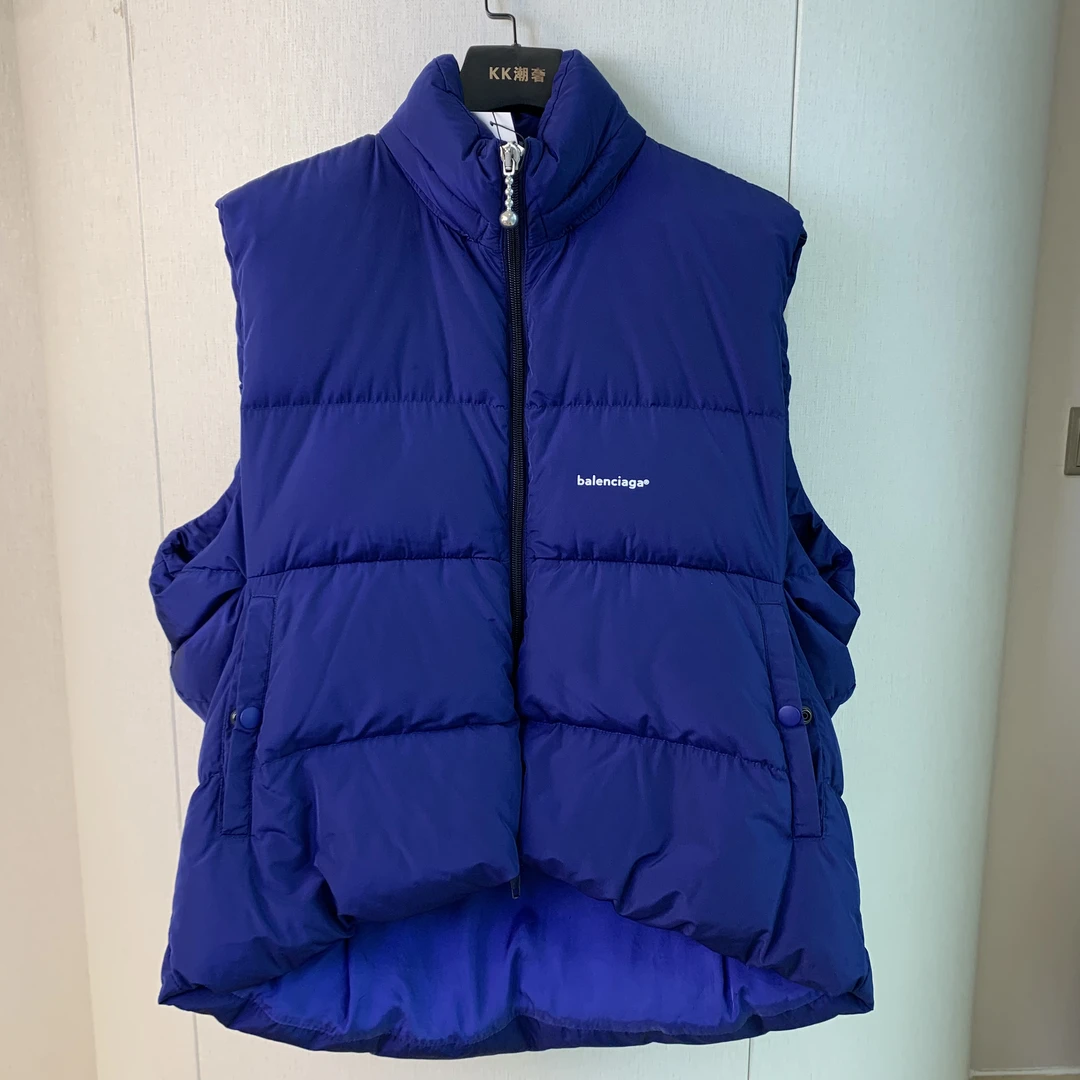 99新 Balenciaga/巴黎世家 蓝色羽绒马甲/44码