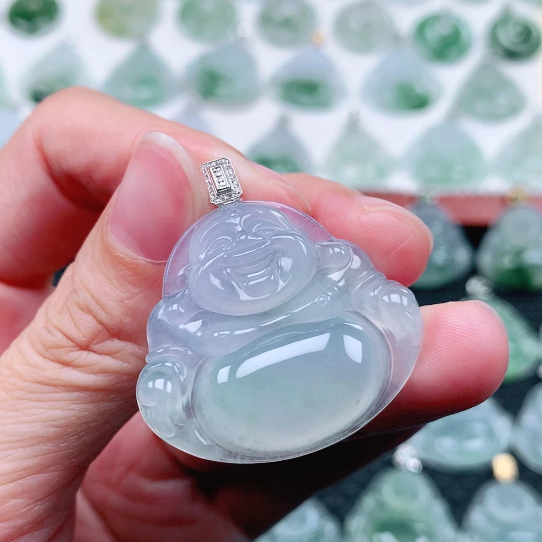 吊坠(不含链)18K金镶嵌翡翠