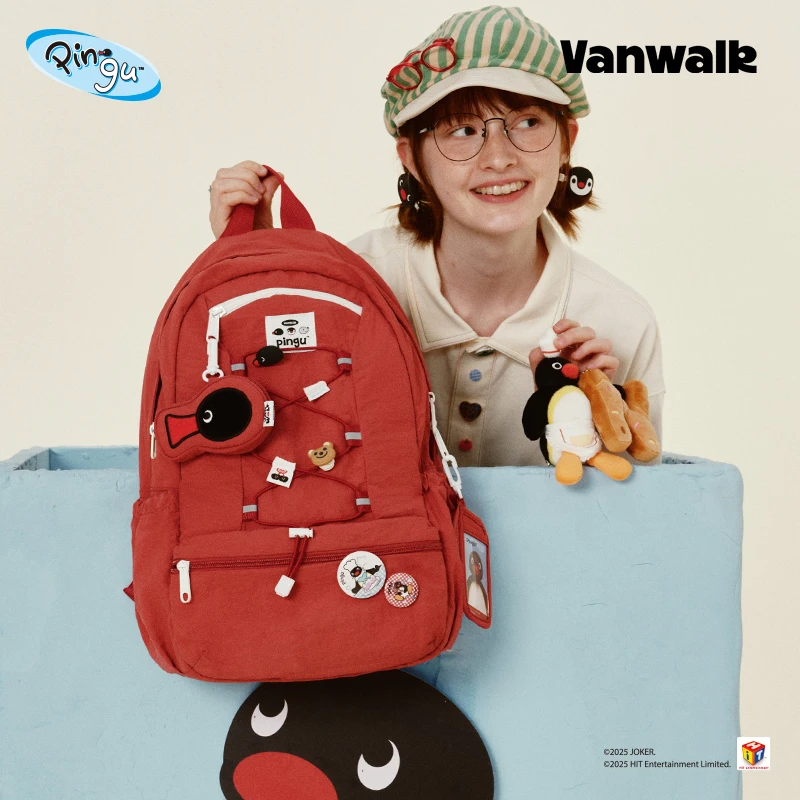 VANWALK Pingu日系新款女生大容量开学书包高颜值企鹅ins双肩包