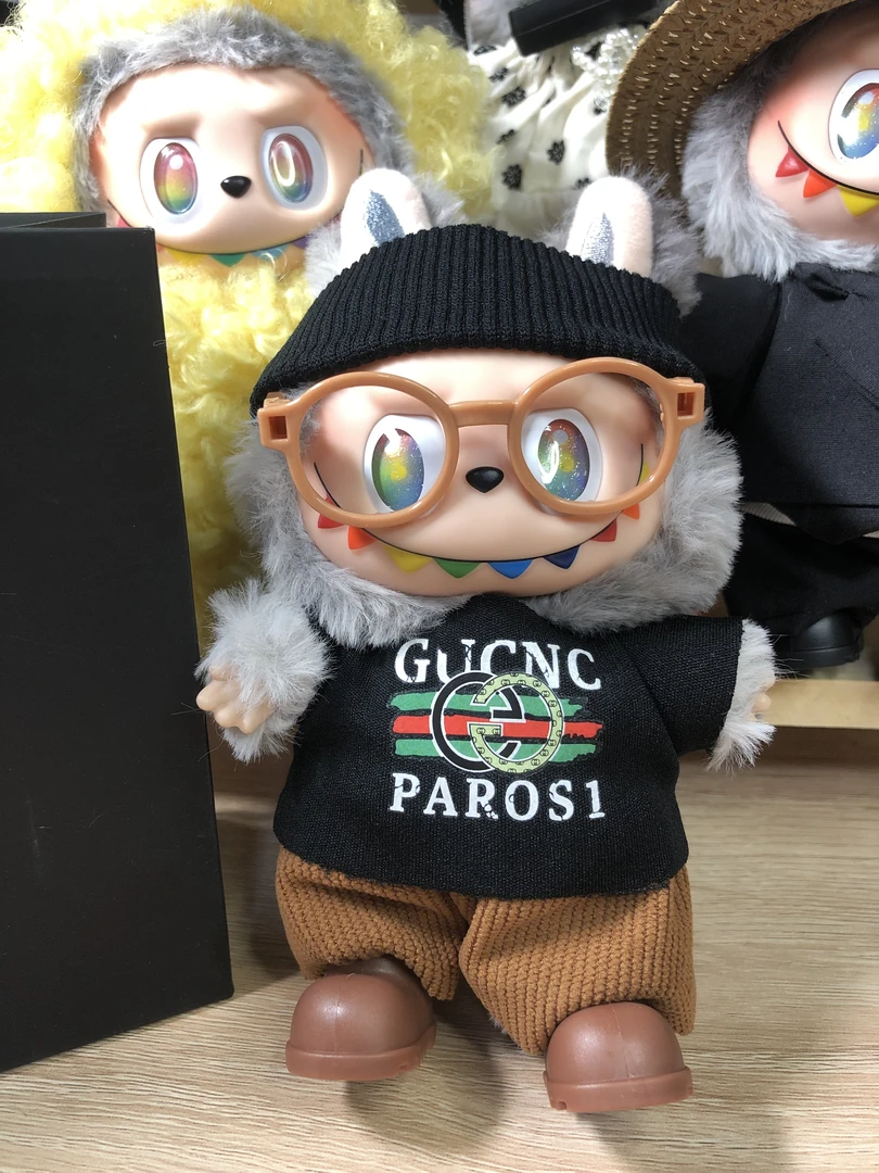 G家休闲套装拉布布娃娃衣服17CM毛绒公仔玩具可作女生礼物包挂件