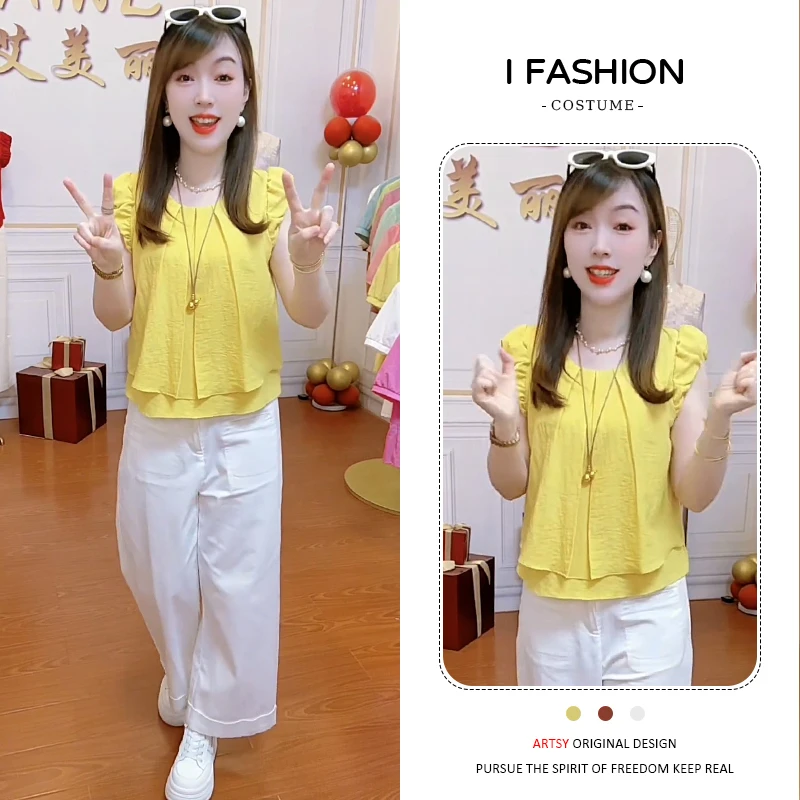 洋气减龄小飞袖衬衫女2026年夏季新款小个子宽松遮肉百搭显瘦上衣