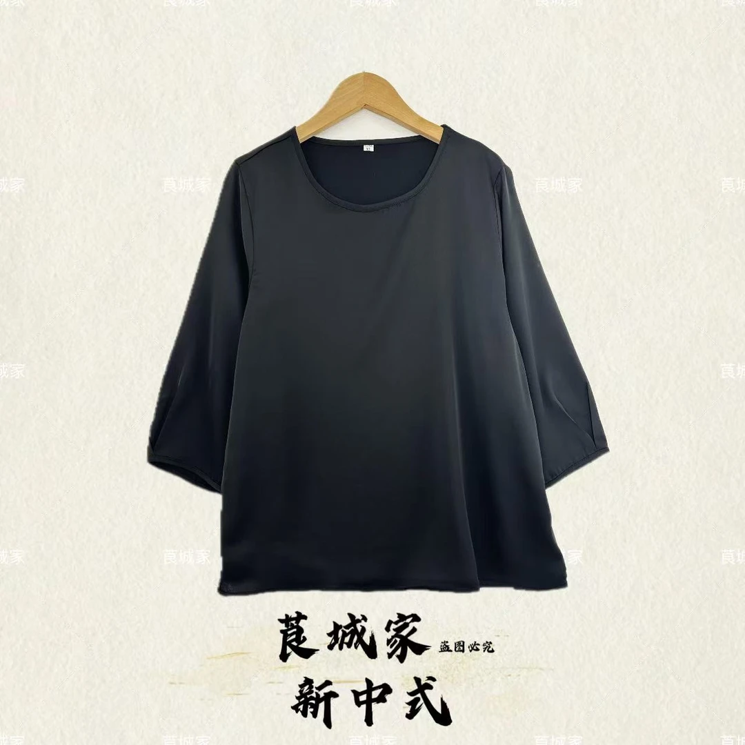 S1953素锦 简约百搭圆领净版小衫