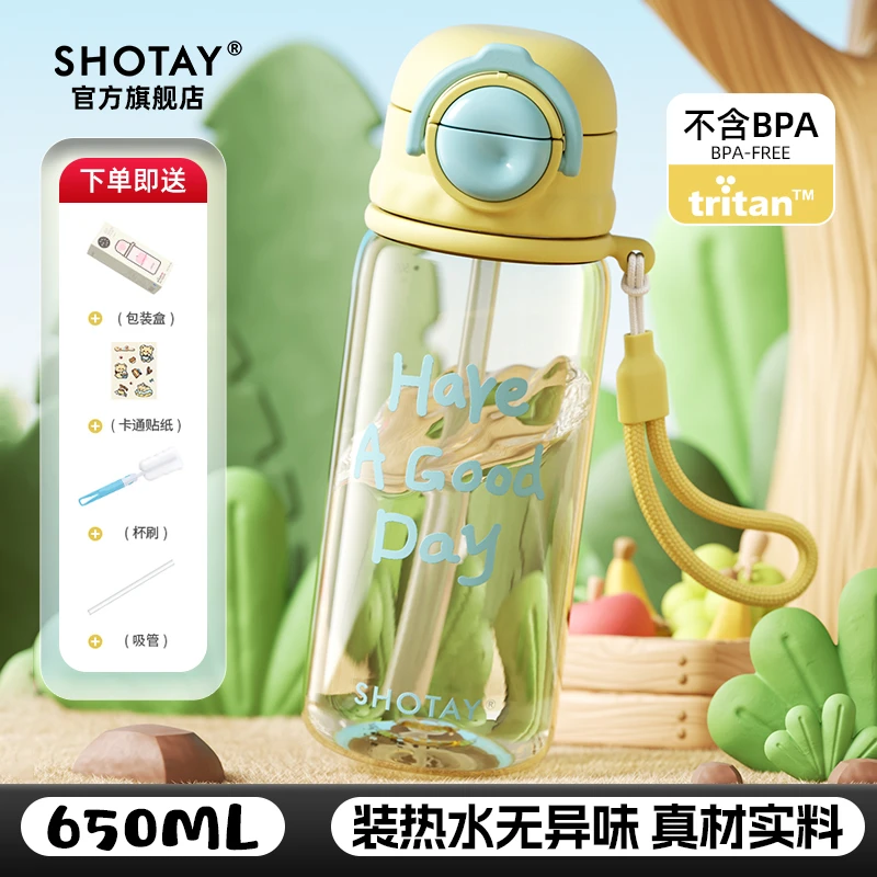 女士学生专用高颜值儿童上学用耐摔吸管水杯夏季外出便携冷泡茶杯