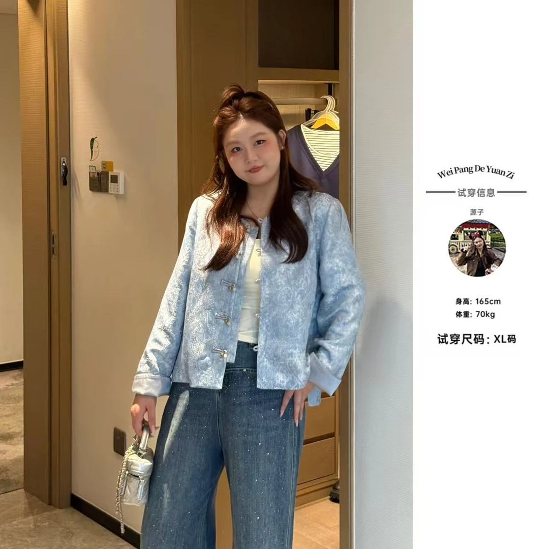 楠序源子微胖女装 出游服装女2025年秋季新中式休闲短外套YZ37128