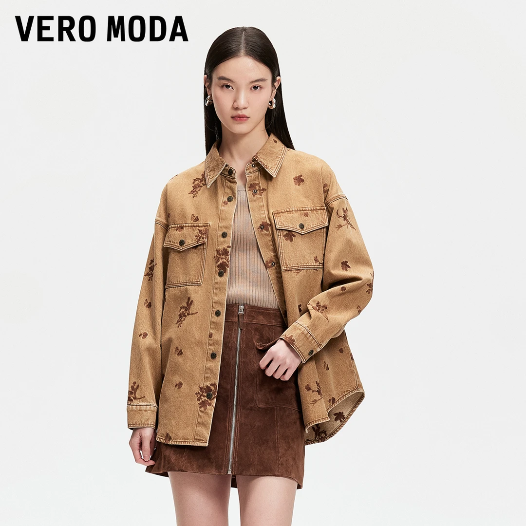 【达人专属】Vero Moda衬衫美拉德翻领刺绣图案牛仔衬衫325162003