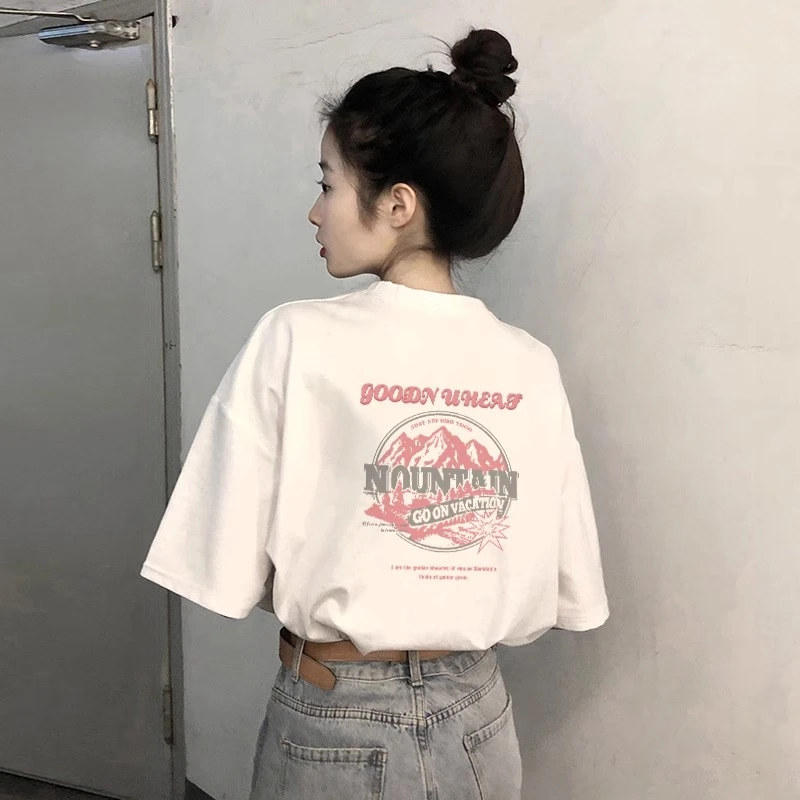 小个子纯棉短袖t恤女正肩夏季宽松体恤小众别致上衣2025新款爆款