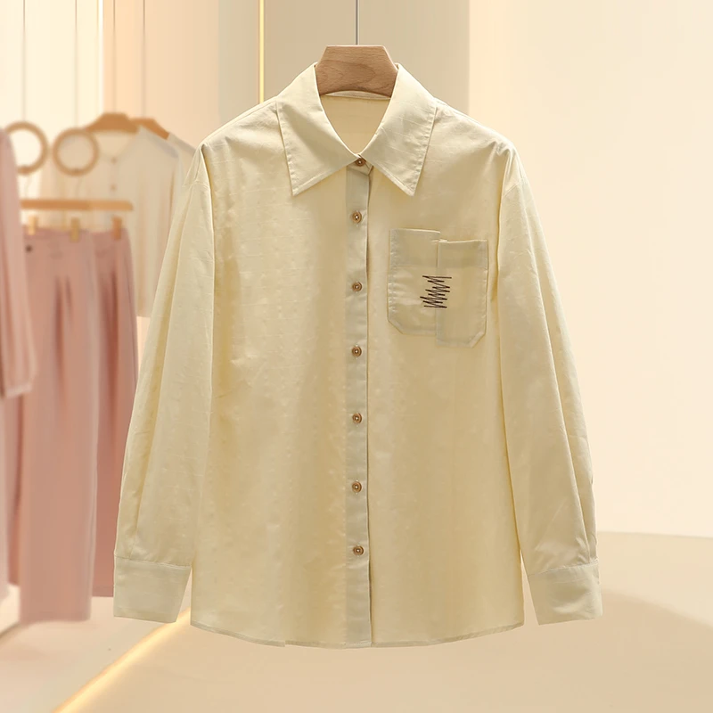 【艾w】日系纯棉简约宽松长袖衬衫2025春季新款七号铺撤柜女装