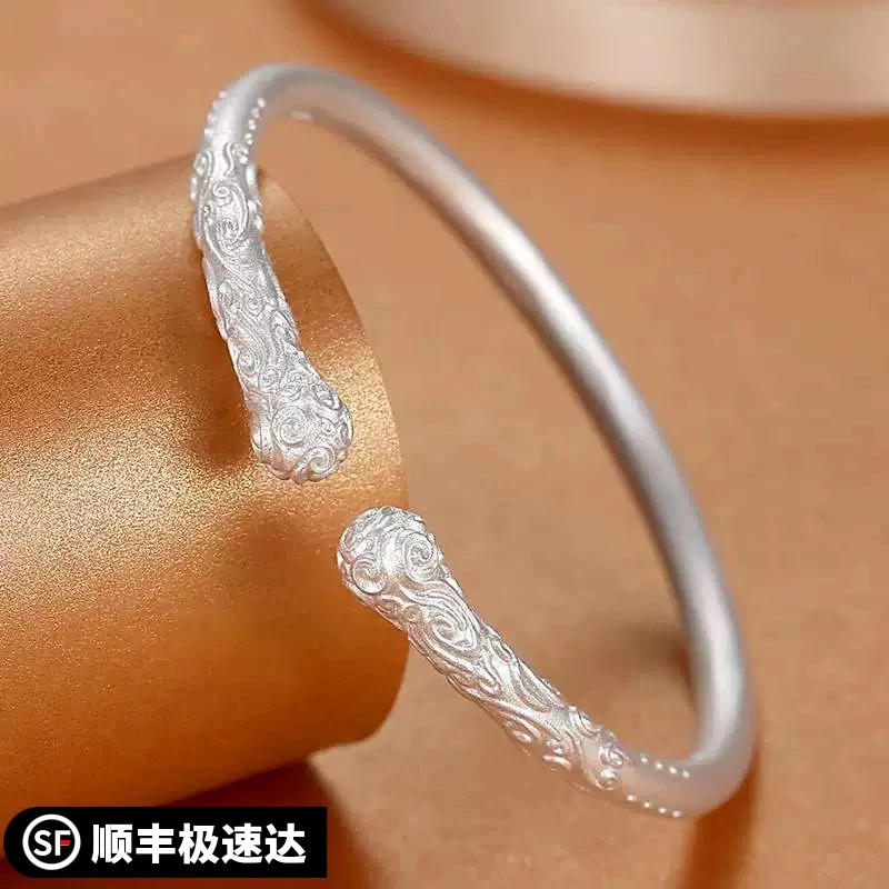 黑神话悟空金箍棒手镯银9999实心开口男女时尚精美简约百搭