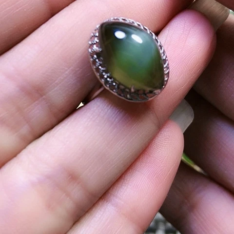 和田玉银S925镶嵌戒指