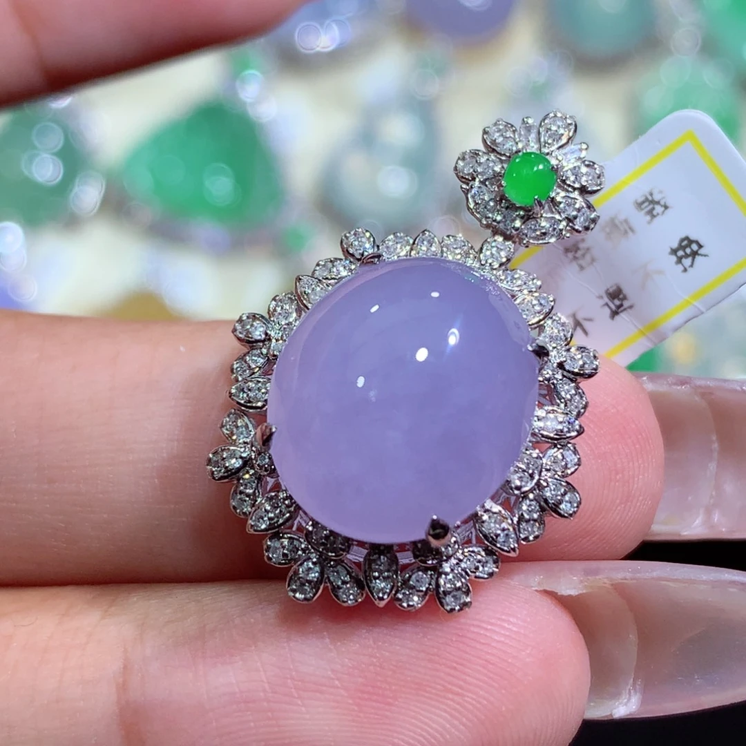 翡翠18K金镶嵌吊坠(不含链)