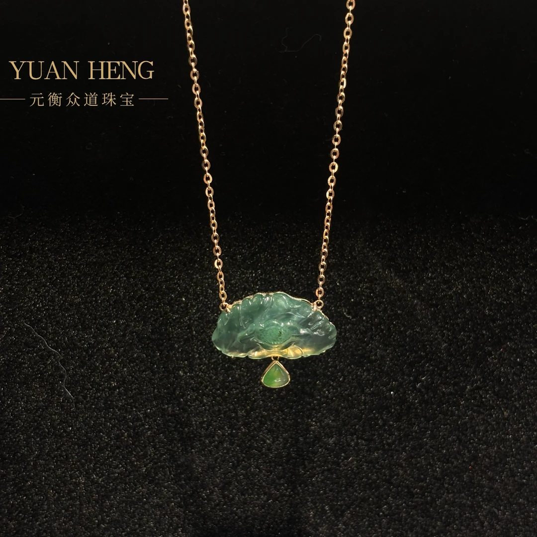 【好运莲莲】冰种翡翠项链轻奢时尚坠链气质