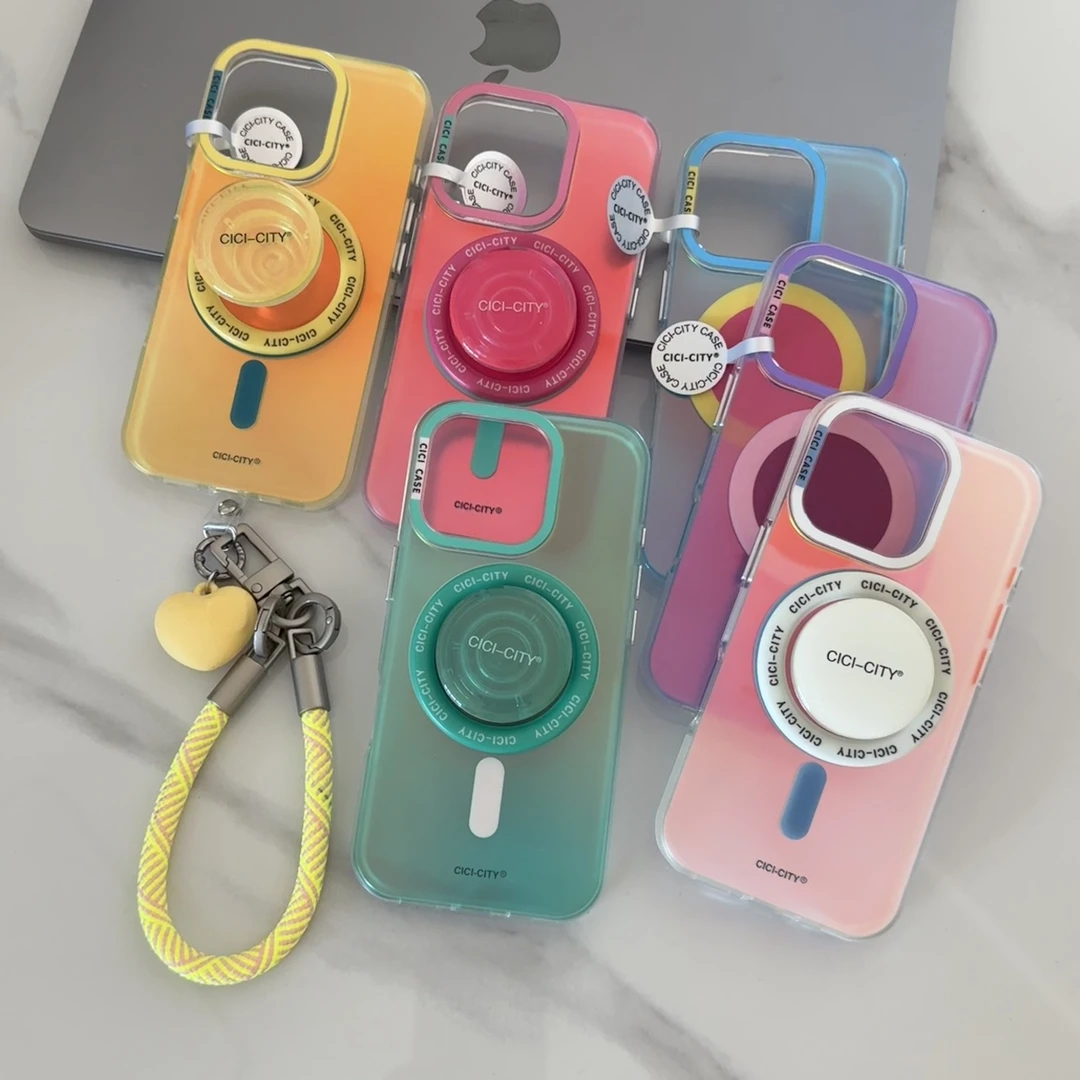 「夏日炫彩缤纷壳」马卡龙色系吸睛适合于适用于苹果手机磁吸壳