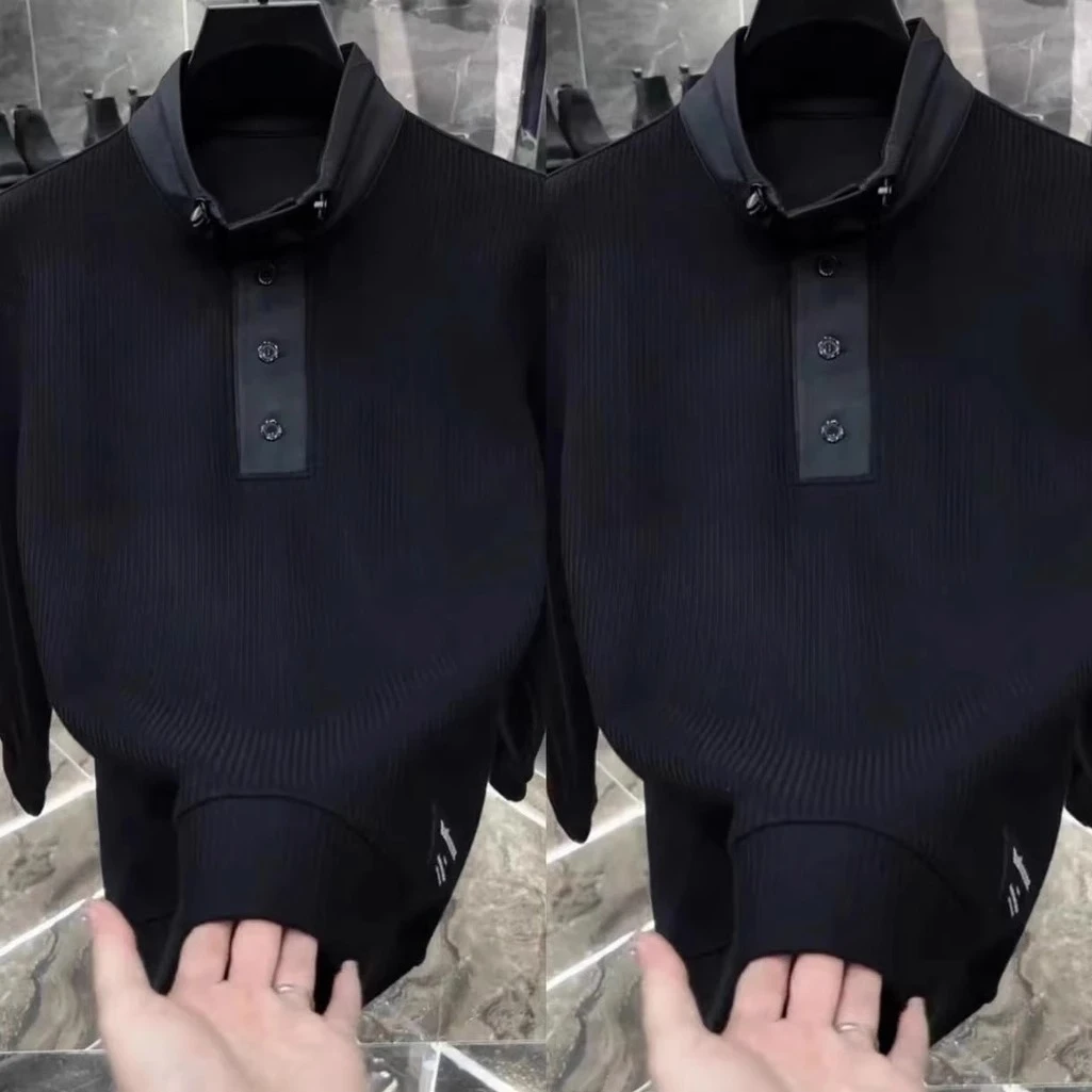 特大码300斤男士新品立领t恤卫衣时尚潮流休闲百搭高级感帅气商务