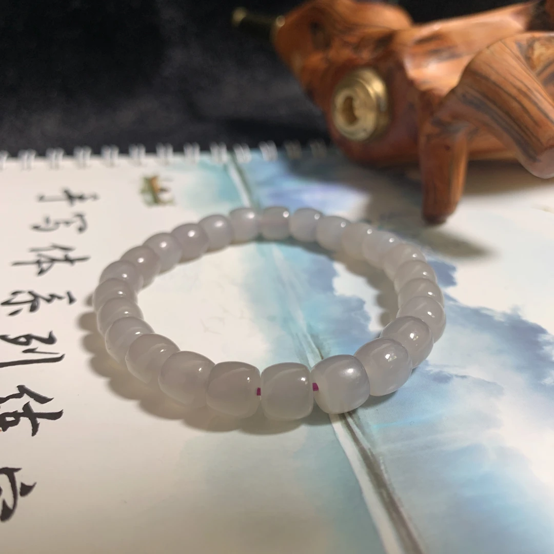 和田玉烟紫直切手串仙女紫高冰玻璃体手链