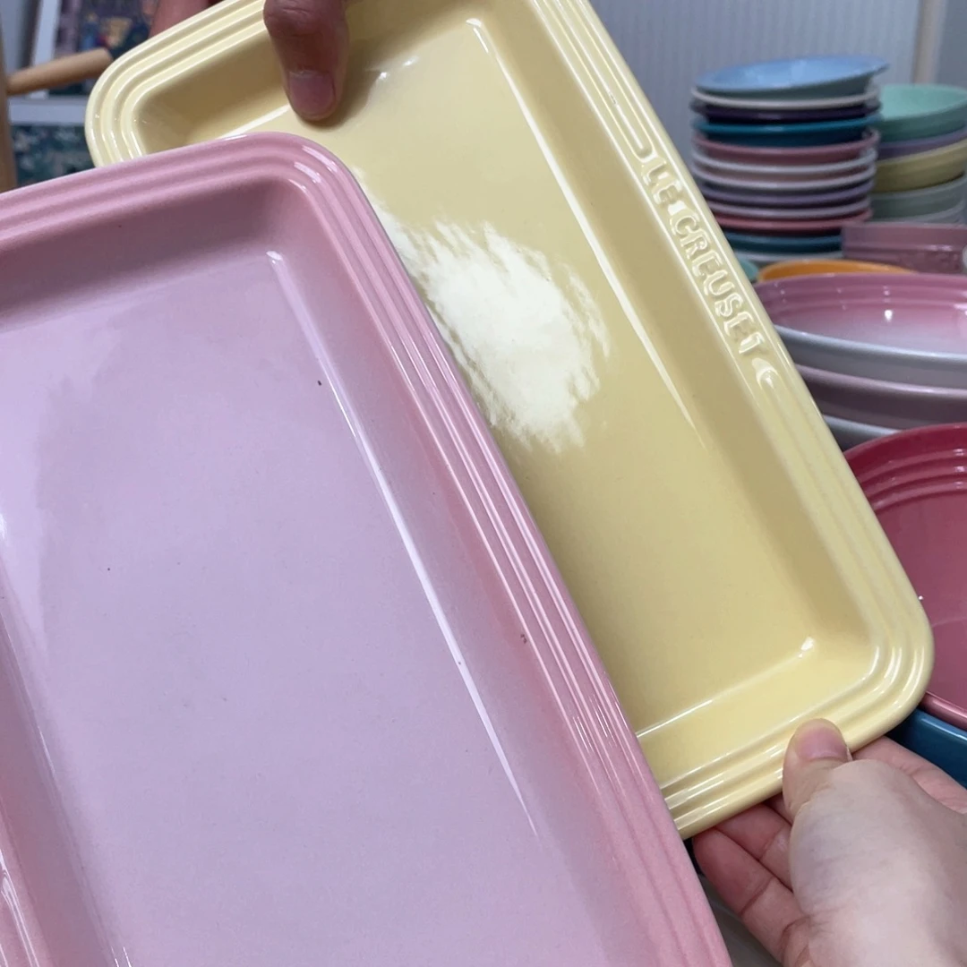 瓷片微瑕2个长方形鱼盘