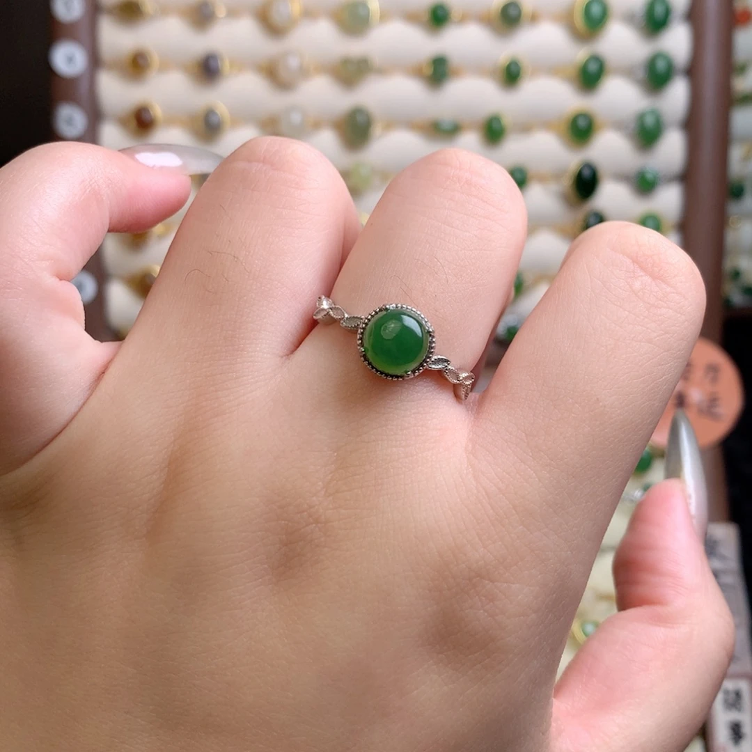 和田玉银S925镶嵌戒指