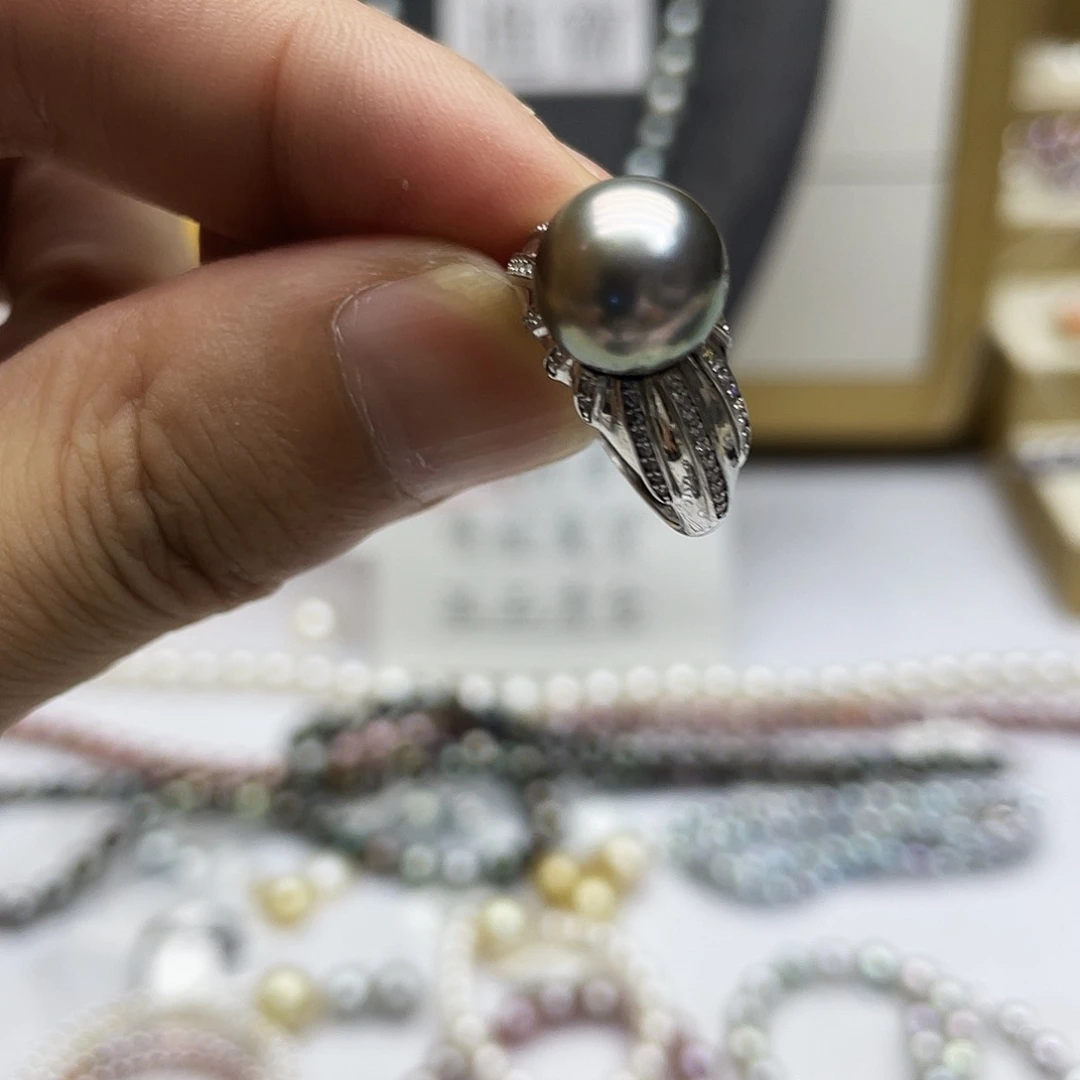 海水珍珠银S925镶嵌戒指
