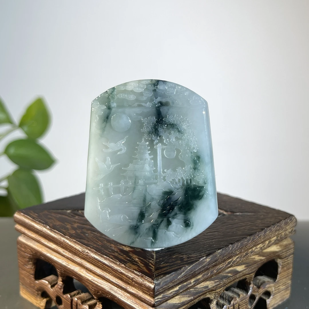 JCA14-81 天然翡翠缅甸A货 山水牌