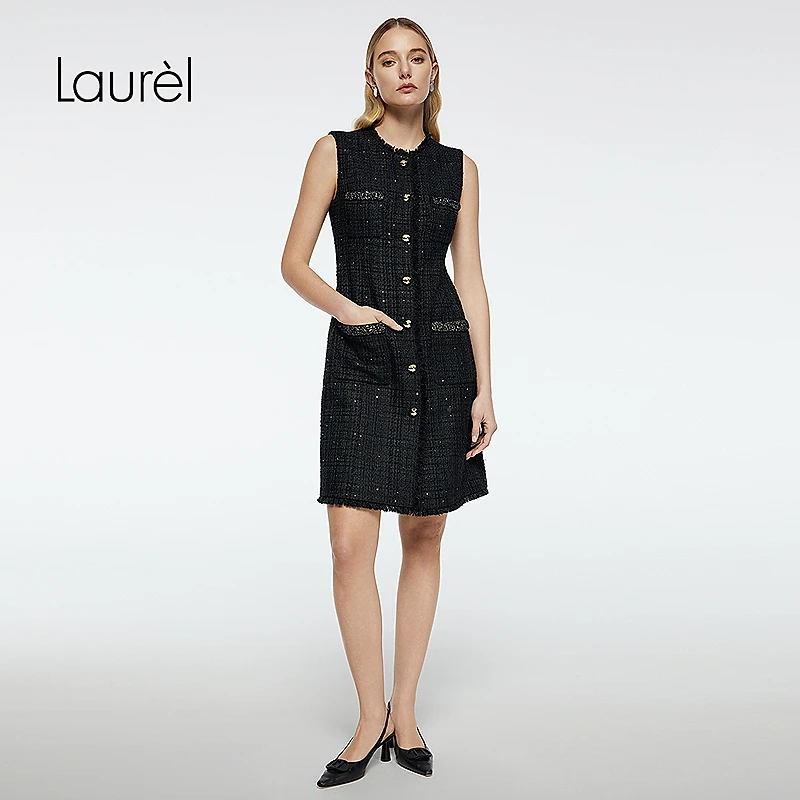 Laurel劳芮25秋新款小香风背心连衣裙女LWD363Y01000
