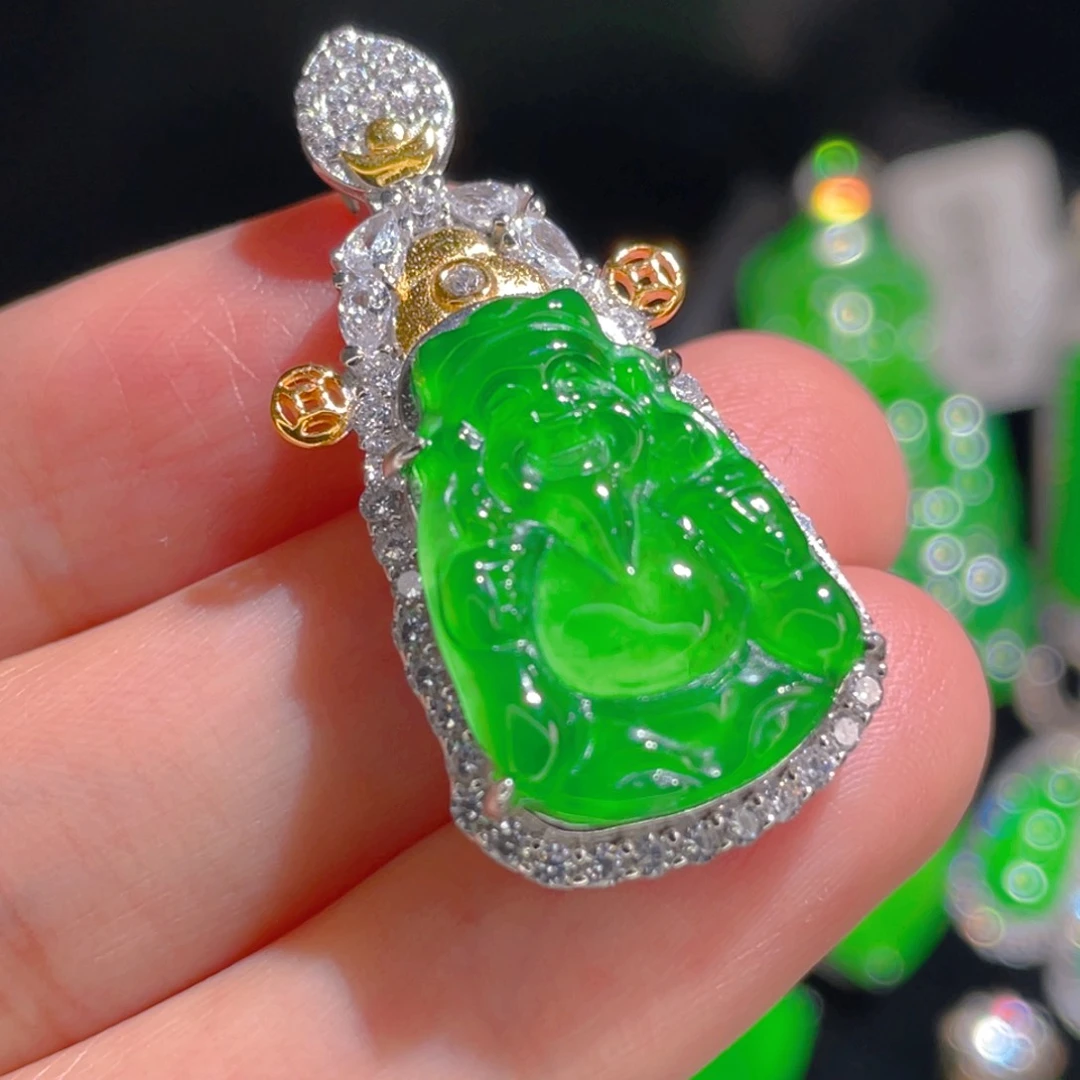 翡翠吊坠(不含链)银S925镶嵌