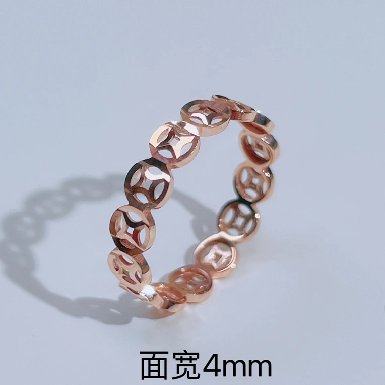 18k金素版铜钱戒指