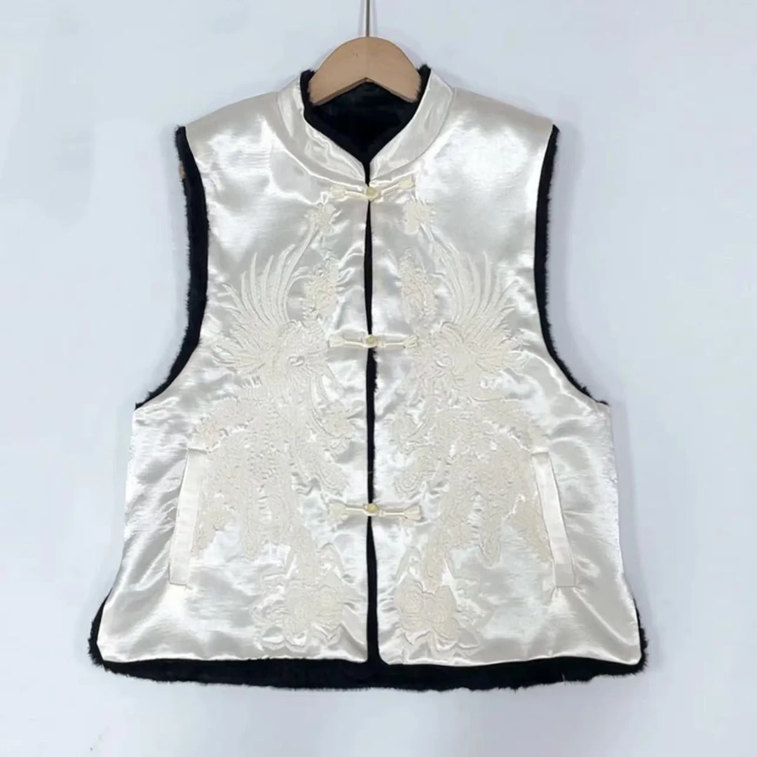 M320曼裳格2025冬季新款   双面穿重工刺绣毛毛马甲