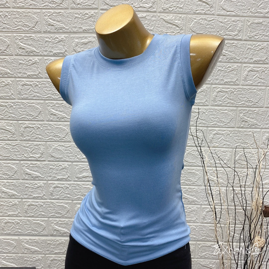 艾格2024夏季新款莫代尔棉背心女韩版内搭百搭纯色无袖T恤女打底