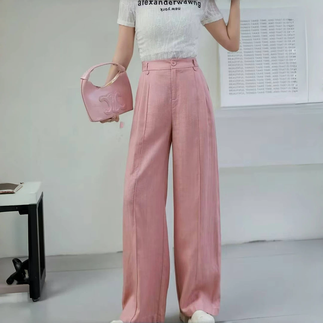 天丝亚麻凉快直筒裤