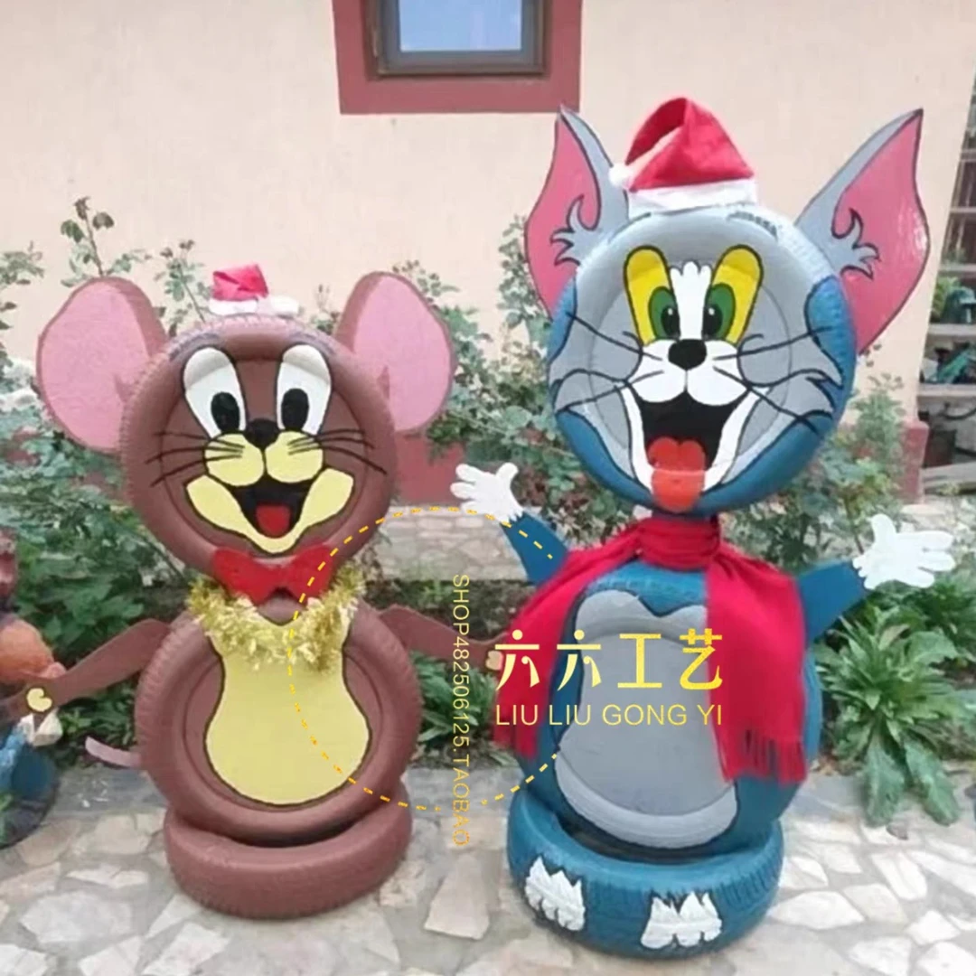 轮胎彩绘图案花盆定制图案新创意新品轮胎公园景区花园装饰