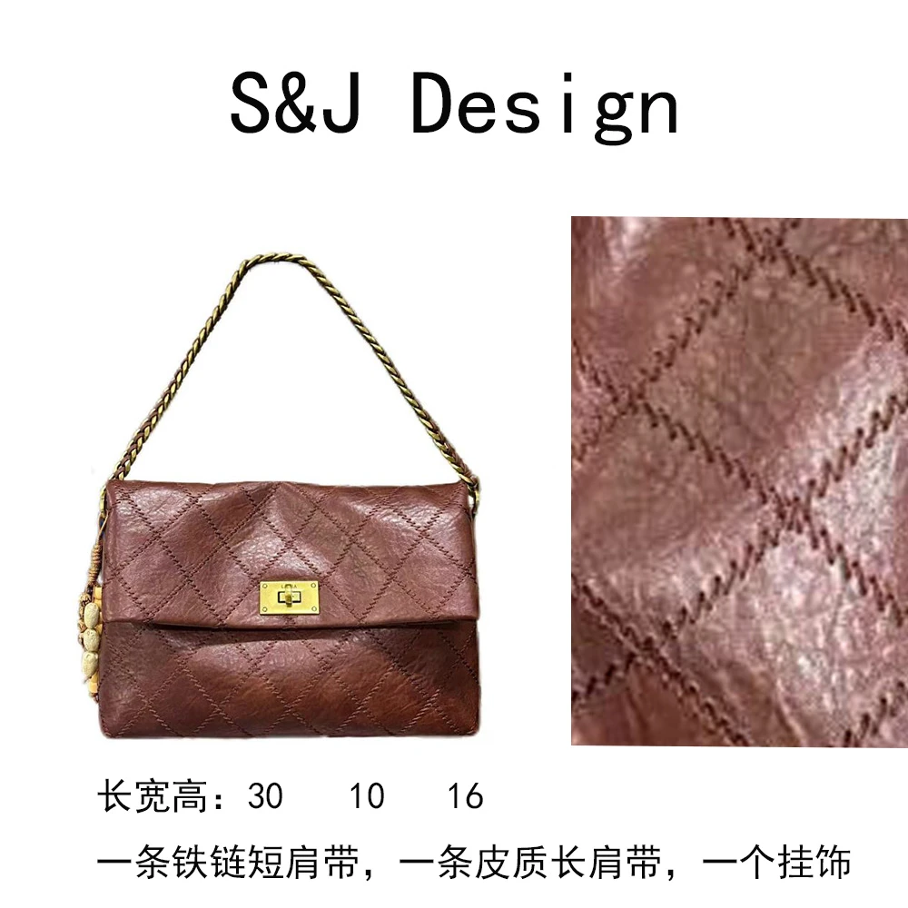 【苏苏】SD-50191-复古棕轻奢女士时尚新款单肩斜挎包