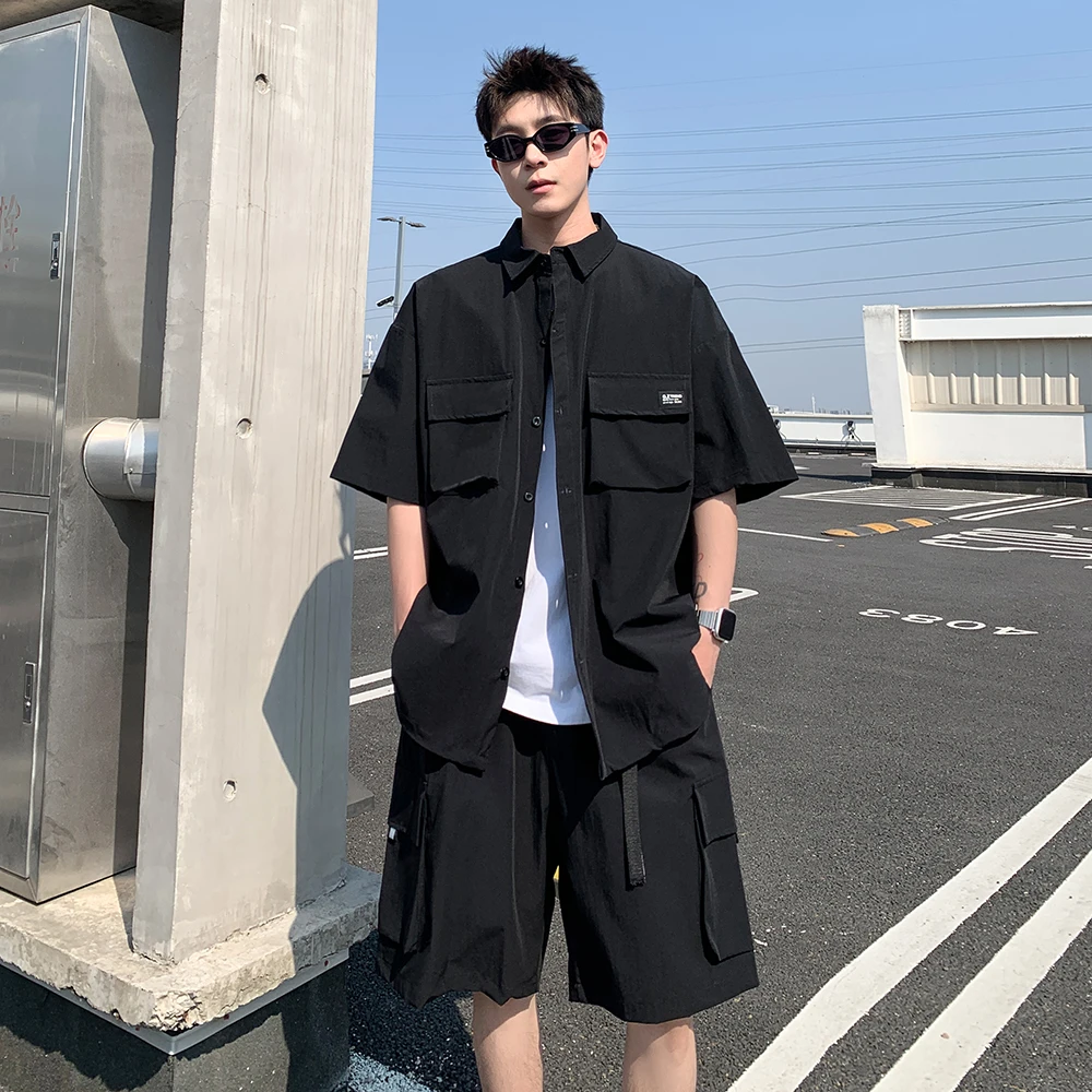 2025夏季新款男士速干轻薄户外骑行旅游防水短袖衬衫套装T休