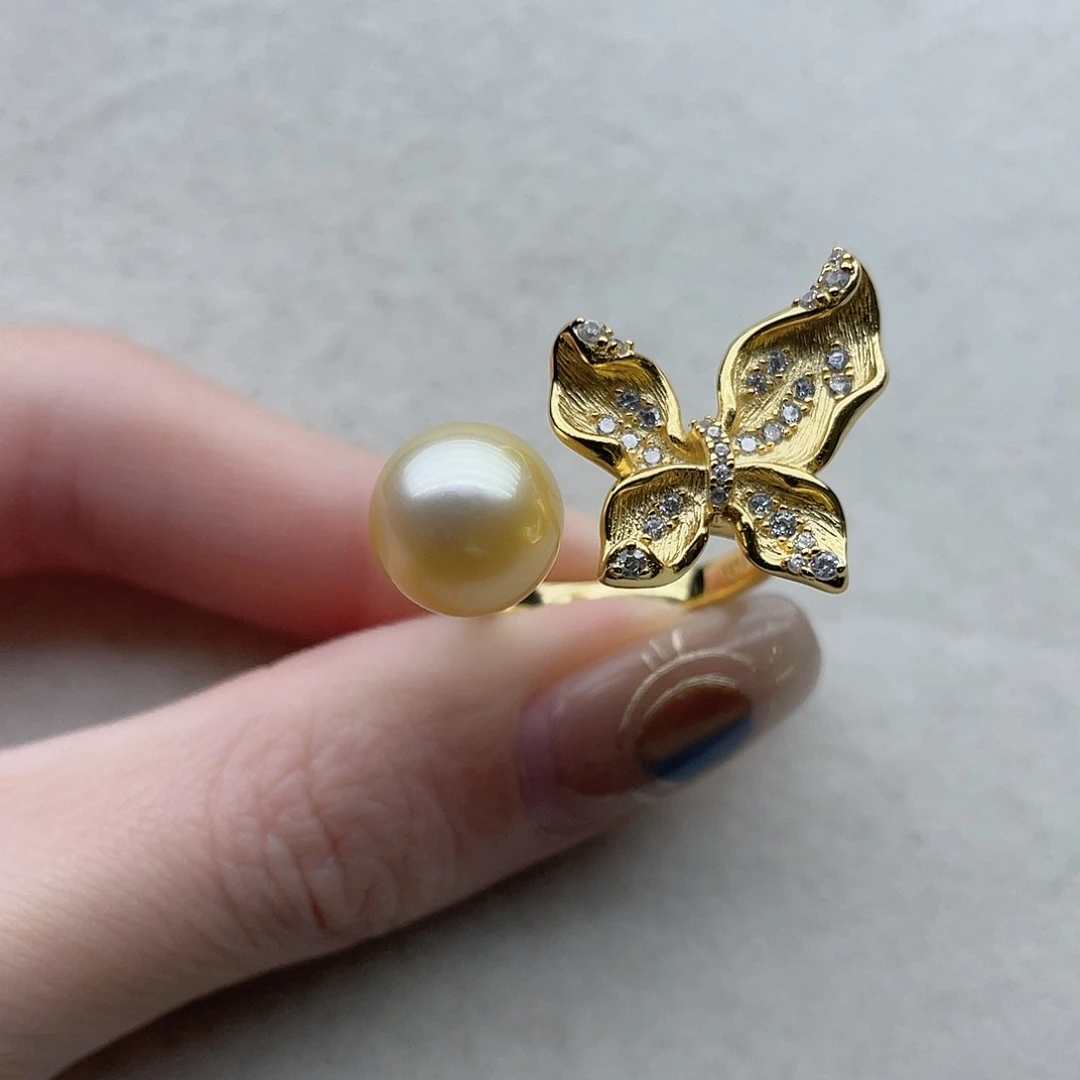 戒指58银S925镶嵌海水珍珠