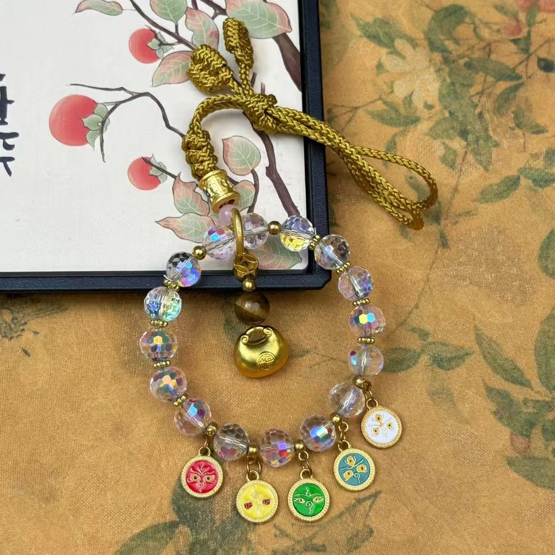 S1118-流光溢彩五路财神琉璃车挂挂饰