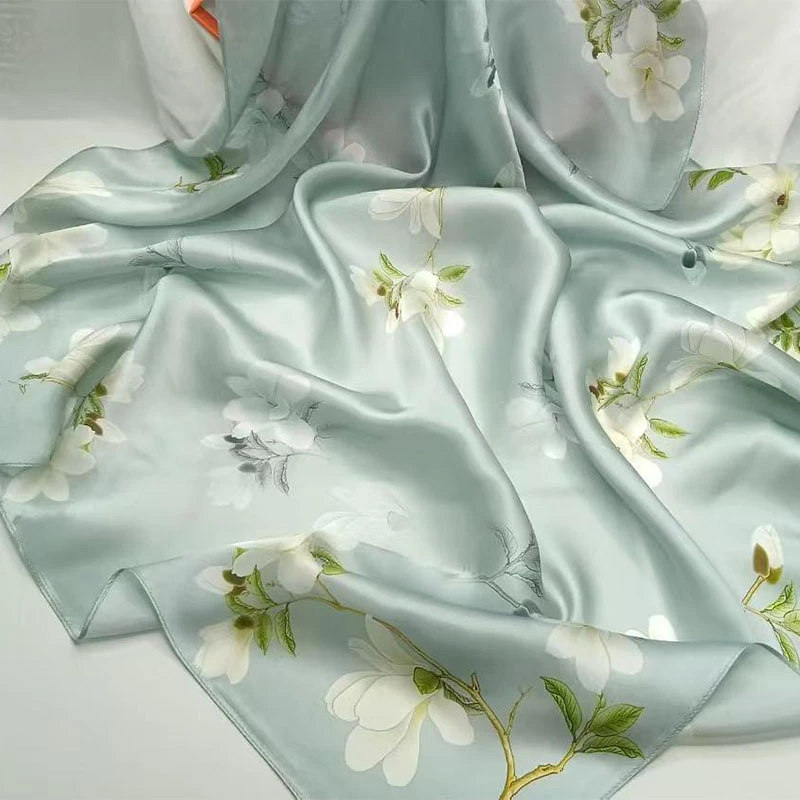 桑蚕丝防嗮披肩方巾桑蚕丝包头巾手工卷边工艺桑蚕丝丝巾百搭夏季