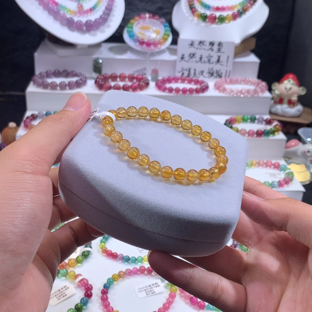 手串碧玺未镶嵌老矿芬达高透体