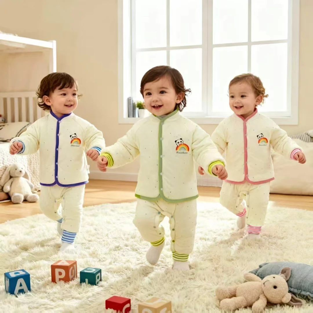 宝宝A类卡通风冬季吸汗家居服套装衣内衣套睡衣女宝