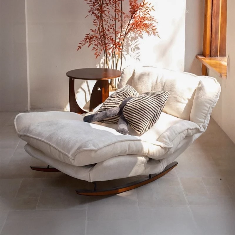 三折叠中古风摇摇椅云朵懒人沙发休闲椅雪尼尔面料休闲椅阳台