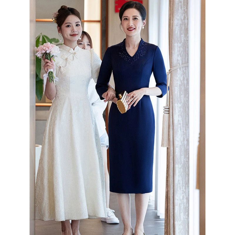 2025新款端喜婆婆婚宴装旗袍年轻结婚妈妈婚礼礼服裙2025新款秋季
