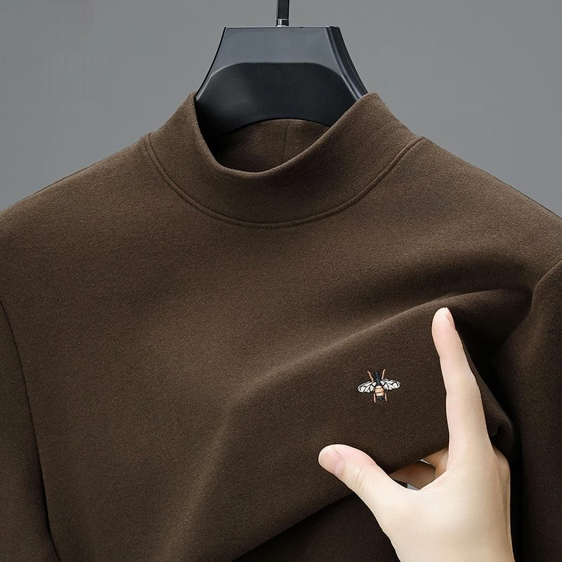 BOY NORMAN100%双面德绒男打底衫半高领秋冬百搭t恤加厚冬日穿搭