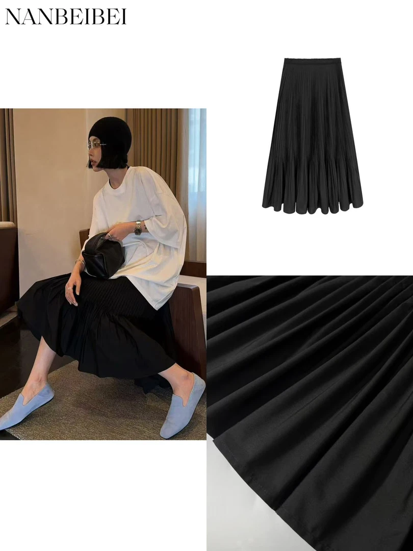 NanBeiBei ‘高定裙’小众设计款宽松百搭廓形显瘦多褶半身裙 068