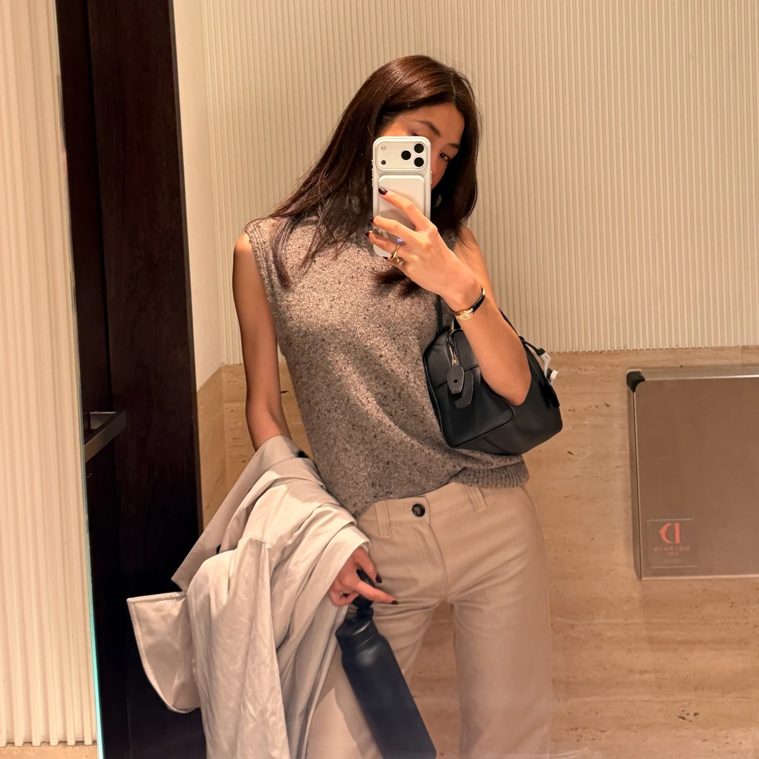 ROMI STUDIO“老钱腔调”羊毛混纺高领花纱彩点毛织背心 RWDSST1855