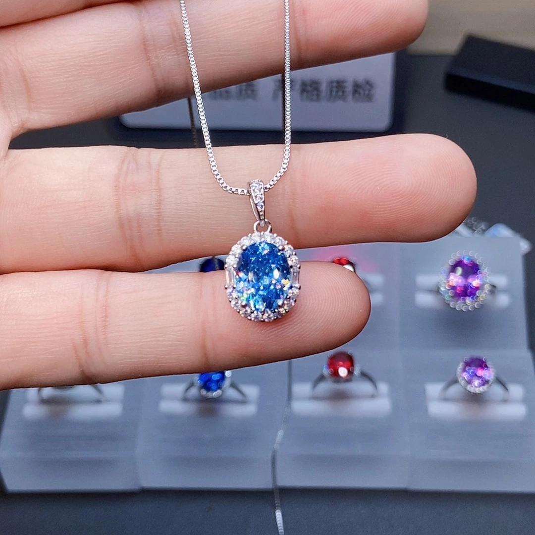 海蓝宝石银S925镶嵌颈饰