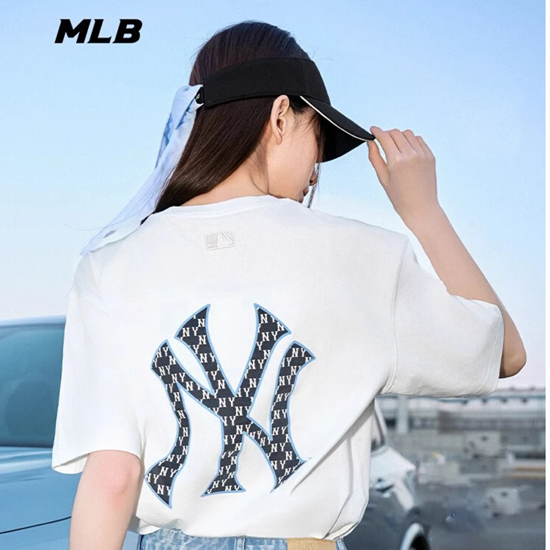 MLB韩国正品短袖大LOGO老花男女宽松25年新款运动NY刺绣T恤休闲潮