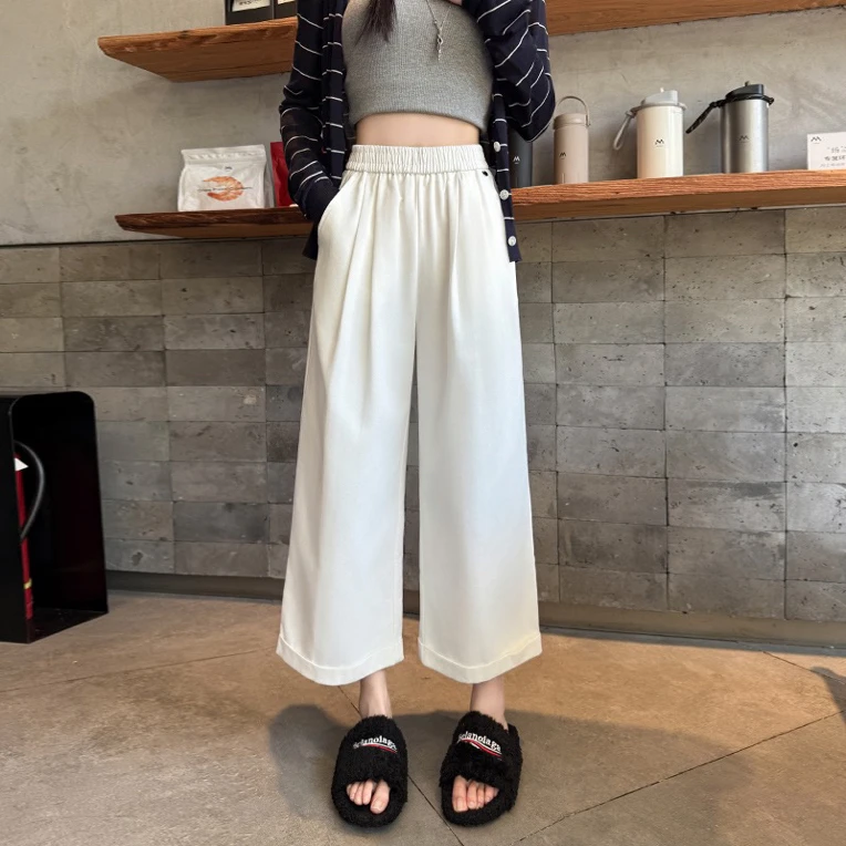 小个子秋季新款宽松慵懒松弛感休闲直筒九分裤009高腰百搭