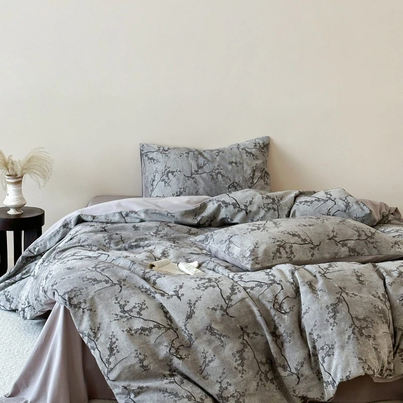 乌木沉香丨全棉60支色织提花纯棉轻奢四件套床单款中古风床笠款